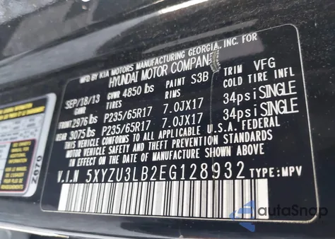 2014 Hyundai Santa Fe Sport 2.4L z USA, uszkodzony, nr VIN 5XYZU3LB2EG128932